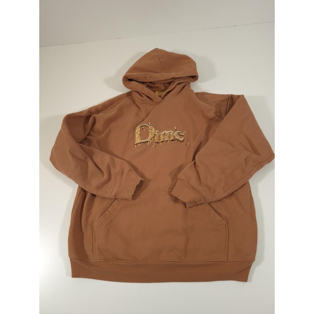 Dime Hoodie Mens Large Brown Fleece Pullover Honeycomb Bee Graphic Logo